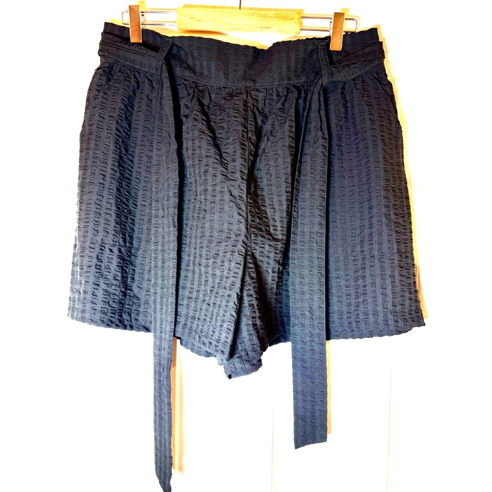 Ophelia Roe Women's Black Dress Shorts with Bow Belt Large